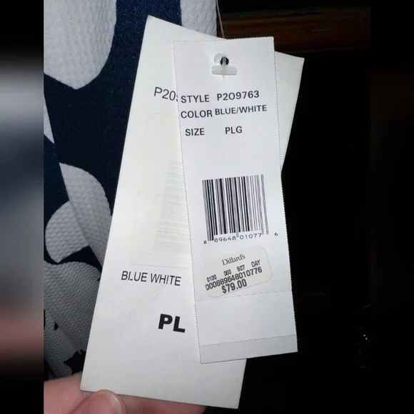 🗻- NWT Signature by Robbie Bee sz Large petite Blue & White Floral Textured… - Picture 3 of 7